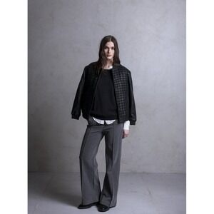 Muubaa‎ London Gables Black Lamb Leather Bomber Jacket Size 4 Motto Women's